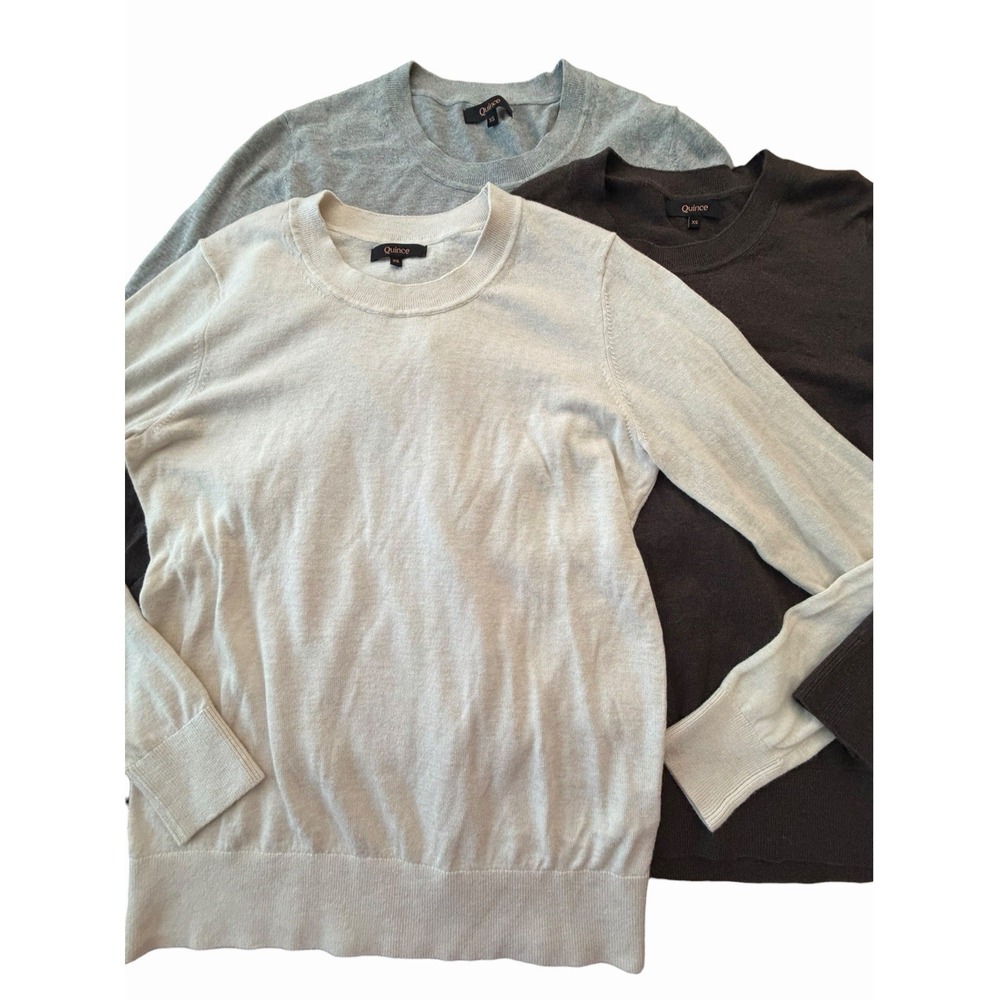 Quince LOT Of 3 XS Women's Lightweight Cotton Cashmere Crew Sweaters #H2-6
